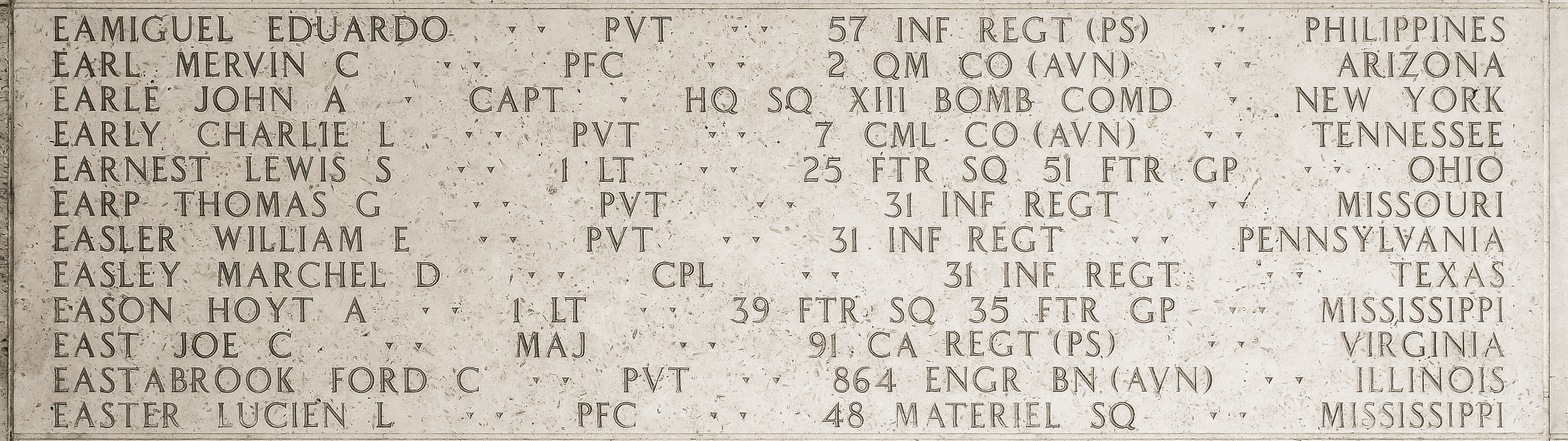 Hoyt A. Eason, First Lieutenant